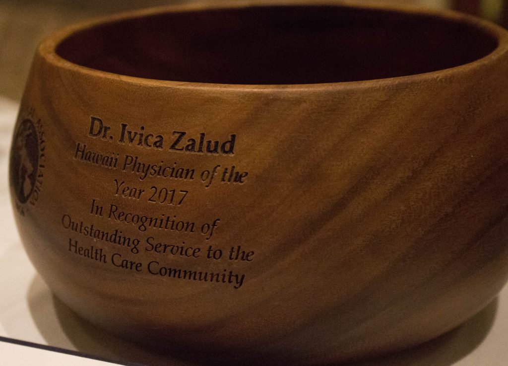 Hawai'i Medical Association recognizes Dr. Ivica Zalud as the 2017 Physician of the Year. Photo taken by Vina Cristobal.